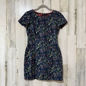 Esprit Vintage 90’s Navy Floral Trim Top with Multicolor Accents